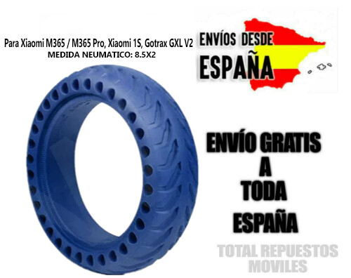NEUMATICO RUEDA MACIZA DE 8,5" PARA PATINETE SCOOTER ELÉCTRICO XIAOMI AZUL