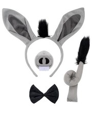 4 Pack Donkey Costume Set Headband Nose Tail Bowtie for Halloween Party