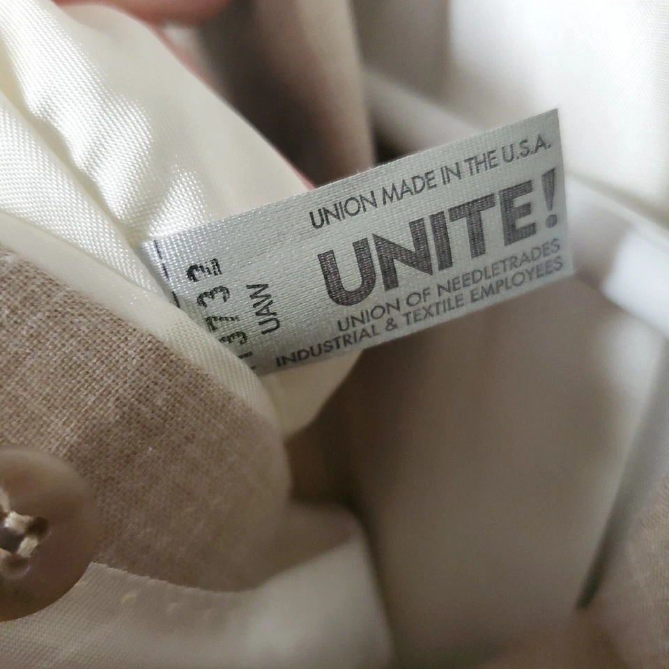 Austin Reed Mens 41L Beige Tan Wool Linen Blazer Jacket Union Made USA NWT VTG - Image 3 of 4