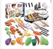 69 PCS BBQ Toys Kitchen Play Set, Kids Pretend Playset with Light