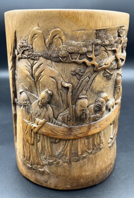 18th Century Hand Carved Bamboo Brush Pot