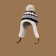 Femme Bonnet Tricotté Fourrure Intérieur Oreille Rabats Avec Pompom Balle Hiver