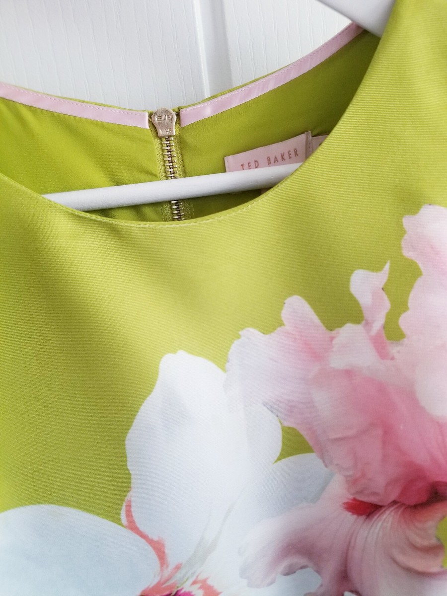 Ted Baker Lynetta Chatsworth Bloom Dress Lime Light Green Size