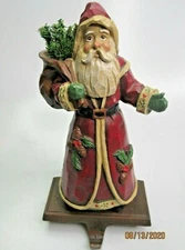 Vintage Santa Claus Stocking Mantel Hanger Retro Christmas Multicolored 10.5" H