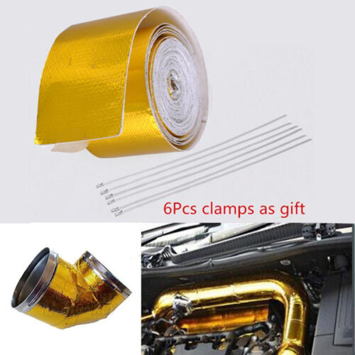 200" Car Fiberglass Self Adhesive Gold High Temperature Heat Shield Wrap Tape  - Afbeelding 1 van 7