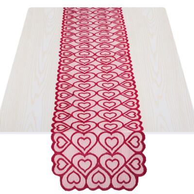 13 x 71 Inch Red Heart Lace Table Runner for Christmas Valentines Day ...