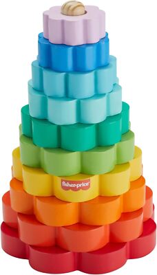 Fisher-Price Ring-Stapel-Spielzeug aus Holz für Kleinkinder, 10 Holzteile Kinder