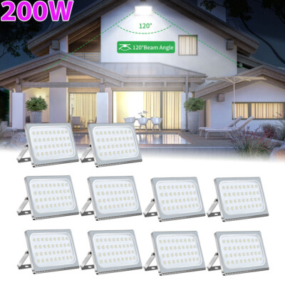 10X 200W LED Flood Light Garden Outdoor Lamp Yard Security Spotlight Fixtures US