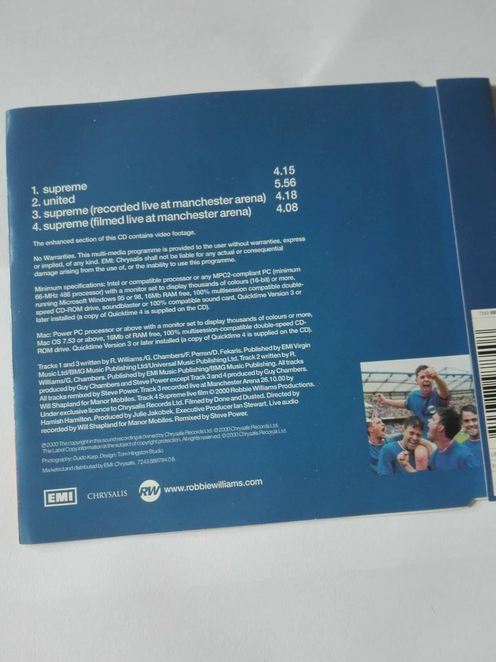 ROBBIE WILLIAMS - SUPREME; Orig. Single CD 2000; sehr gut - Bild 2 von 2