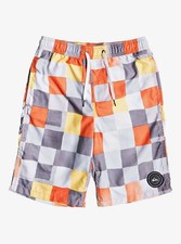 New NWT Quiksilver Boy's Resin Check Volley Youth 19" Boardshorts Size M / 12