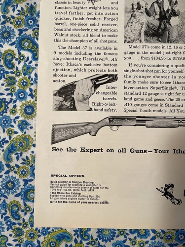 Vintage 1966 Ithaca Model 37 Featherlight Shotgun Print Ad - Picture 5 of 7