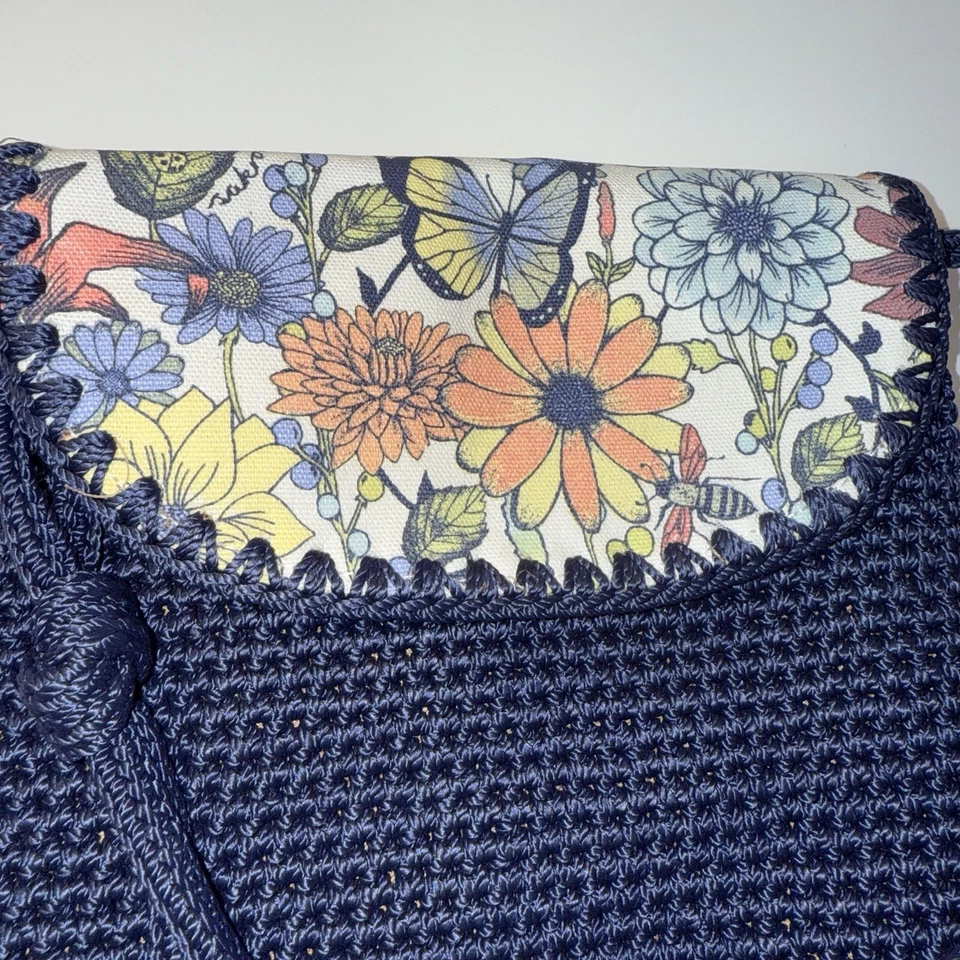 Bolso Bandolera Sakroots Azul Marino Estampado Mariposa Crochet Foto 2 de 4
