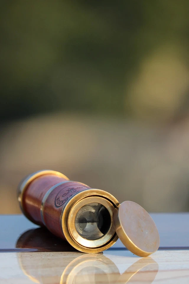 Personalised Leather and Brass Portable Telescope || Hand Crafted Beautiful Bras - Image 2 of 4