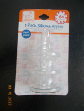 New in Package Swiggles 3-pack Silicone Bottle Nipples, Fast Flow, 6 Months