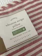 Pottery Barn Wheaton Red Ticking Stripe Pillow Cover - NWT - 20” Square