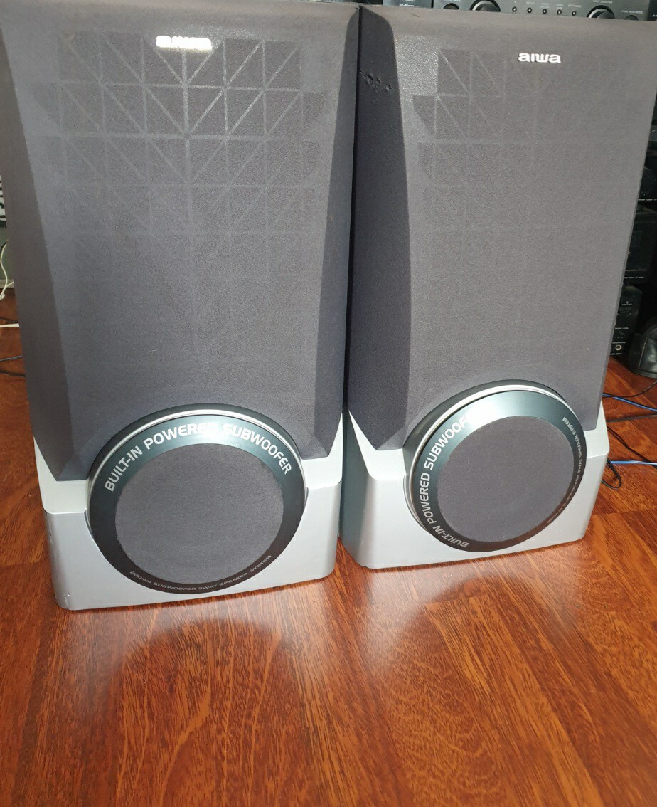 Aiwa Speakers SX-WZL500 - Silver Black Large Speakers - (Bi-Wire