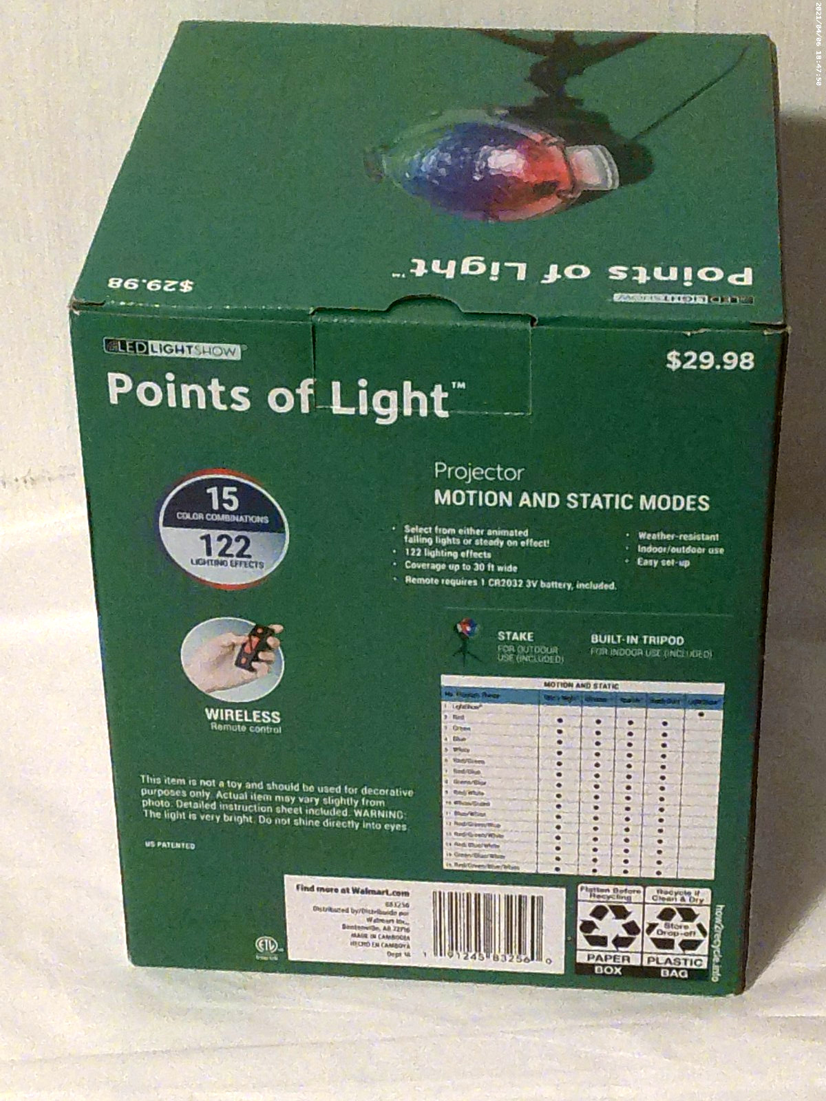 LED Lightshow Points of Light Motion & Static Modes Projector Extra Bright Gemmy