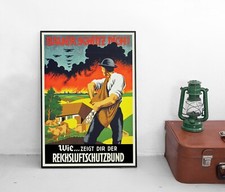 Poster Luftschutz "Bauer" Zivilschutz Feuerwehr RLB Plakat Wehrmacht Militaria