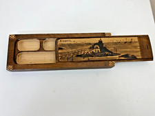 Wooden Pencil Case Organizer Biarritz Drawing Wooden Stationary Box Desk 9x 3"