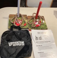 Ring Toss Game Set Ring Wood Rope Tractor Supply Co 6 Rings Heavy Base Carry Sac