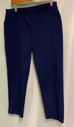 Susan Graver Gr. M marineblau knöchellange Wochenendhose mit Schlitztaschen
