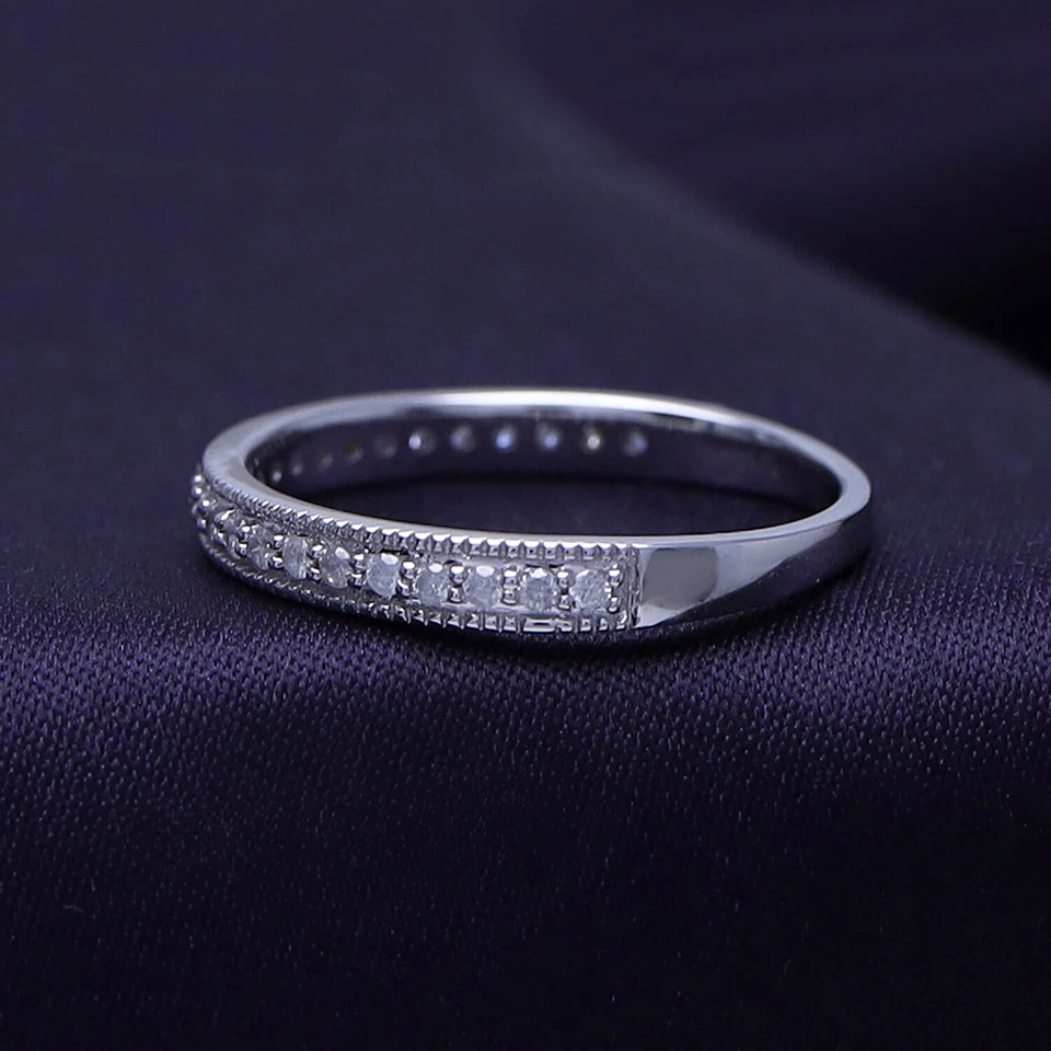 Anillo alianza aniversario boda diamantes naturales de 1/8 quilate en oro macizo de 10 k Foto 4 de 4