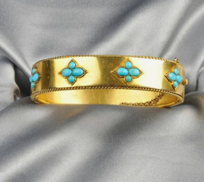 vintage turquoise silver925 bangle Vintage Circle Bangle Bracelet