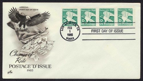 #2112 'D' Eagle-Strip of 4 w/ Plate #, Art Craft FDC **ANY 5=FREE SHIPPING**