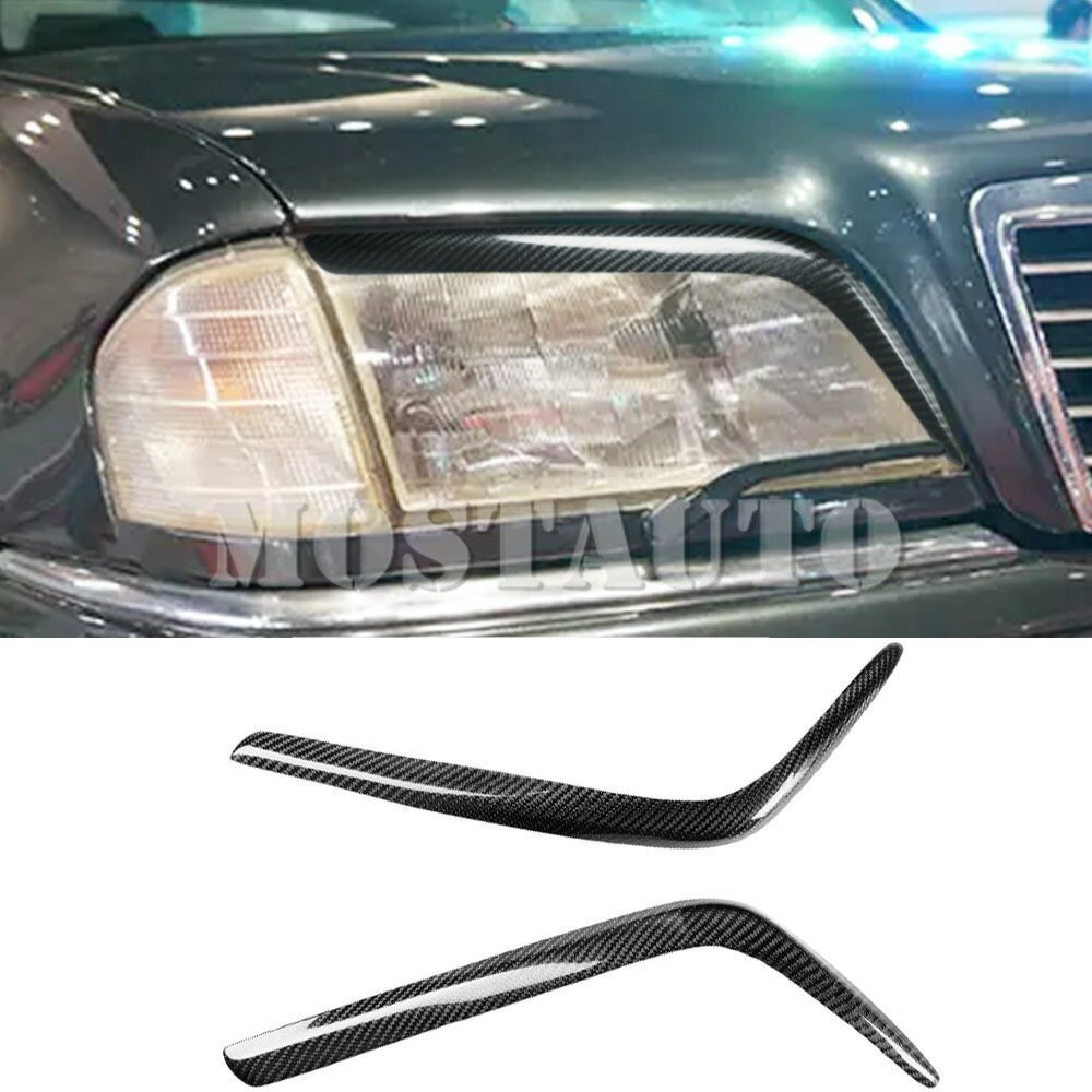 For Benz CClass W202 Carbon Fiber Headlight Eyebrow Eyelid Cover Trim