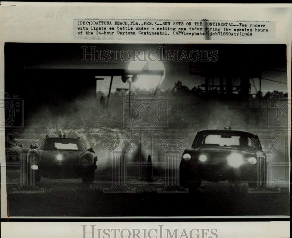 1968 Press Photo Two Cars During 24-Hour Daytona Continental Race - lrb40958