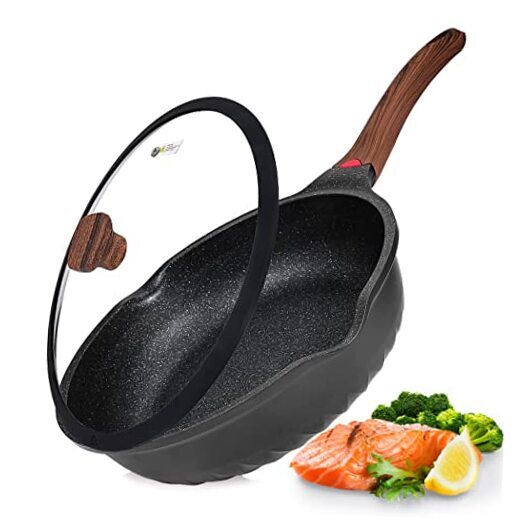 Nonstick Deep Frying Pan Saute Pan with Lid, 12in/5.5Qt Fry Pan, German 3C+ eBay