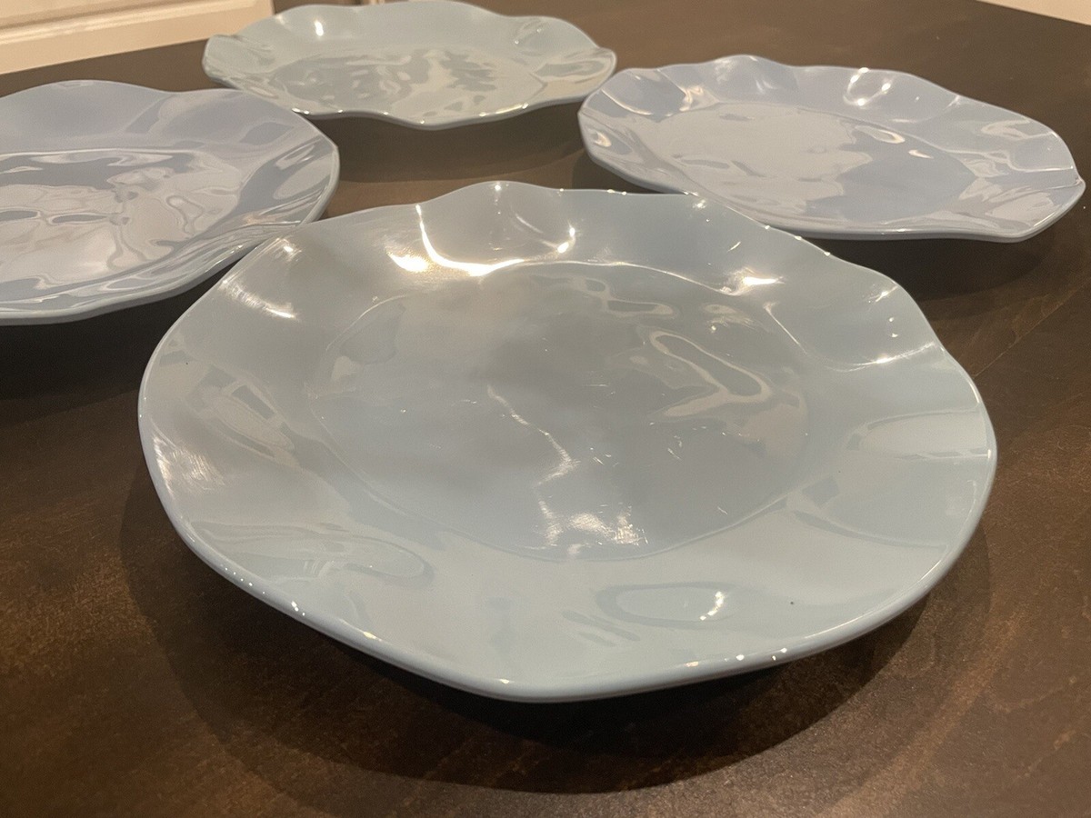 QSquared NYC Mist Blue Ruffle Dinner Plates Set of Four