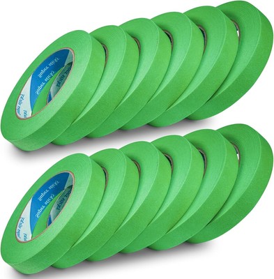12 Rolls Automatic Refinish Masking Tape,0.7 Inch x 60 Yds Green Cars 