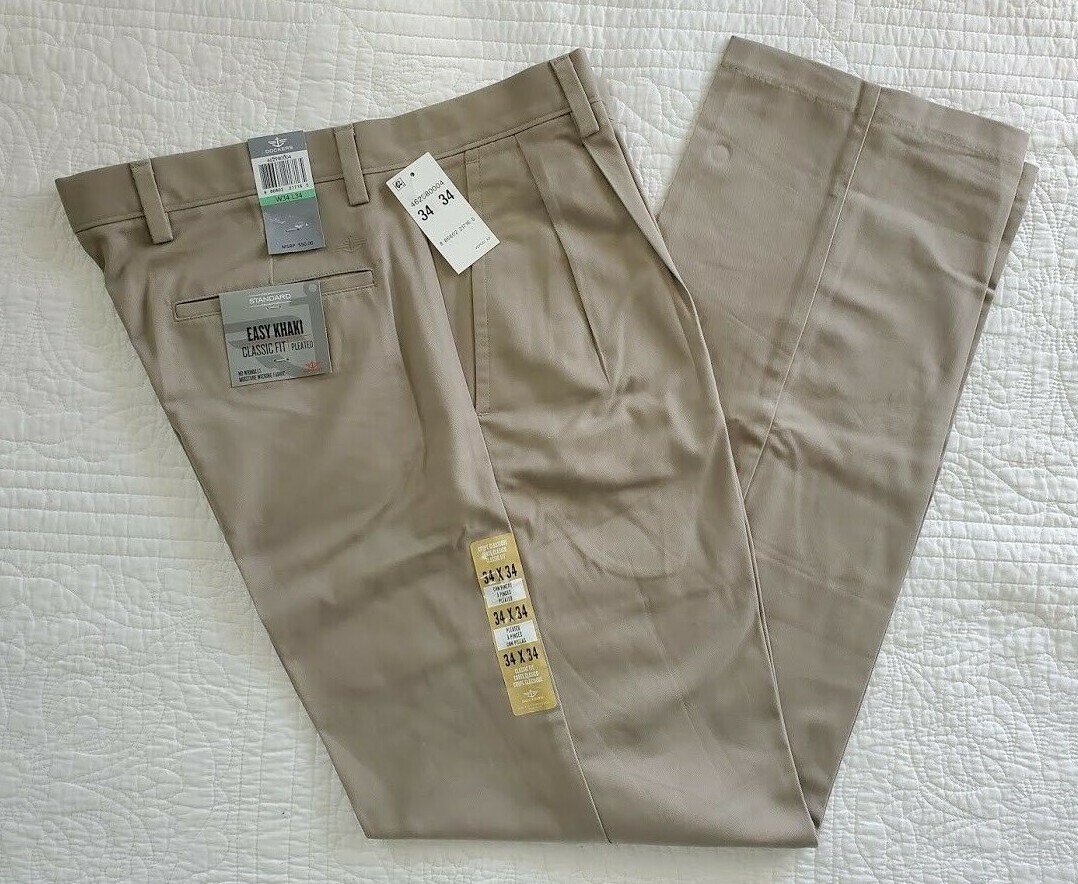 New Men's Dockers Easy Khaki Classic Fit D3 Pleated Pants Dark