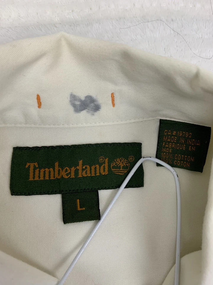 Camisa de vestir informal Timberland vintage para hombre manga larga con botones beige grande Foto 4 de 4