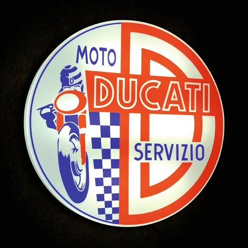 DUCATI MOTORCYCLE SERVIZIO LED ILLUMINATED LIGHT SIGN GARAGE VINTAGE 1950s style - Picture 2 of 12