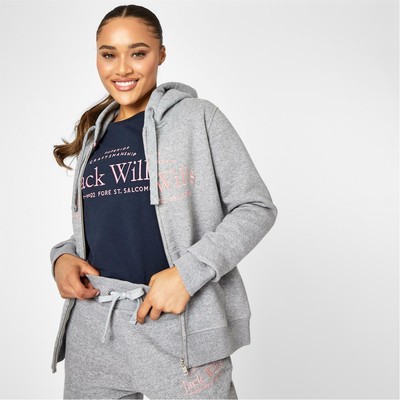 Jack Wills Hunston Logo Zip Hoodie Ladies Hoody Hooded Top Full Length  Sleeve | eBay