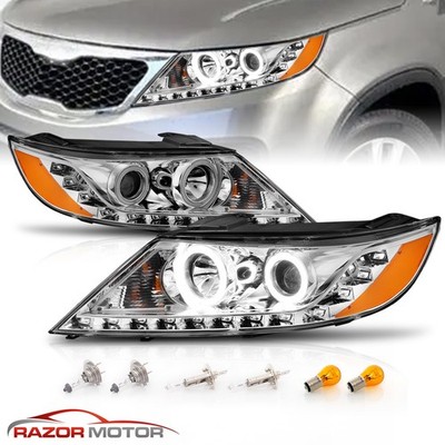 [LED Halo+LED Parking]For 2011-2013 Kia Sorento Projector Chrome Headlights Pair
