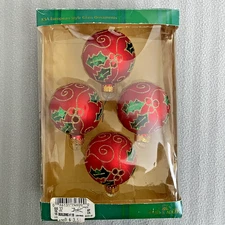 VTG Kurt S. Adler European Style Christmas Glass Ornaments Set of 4 In Box
