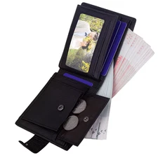 Men'S Wallet Rfid Vintage Genuine Leather  Credit Card Holder Purse Money Bag 