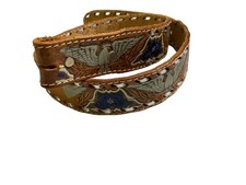 Vintage Leather Belt Cowtown Eagle Brown Tooled Size 29- 30 35" Western Cowboy