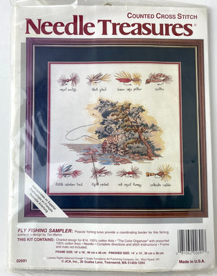 Needle Treasures FLY FISHING SAMPLER - Counted Cross Stitch 02691