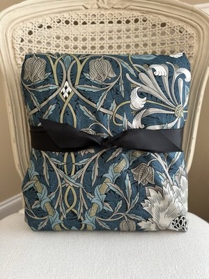 Morris x Williams Sonoma Home Honeysuckle Tulip K/CK Duvet Cover Teal  Blue