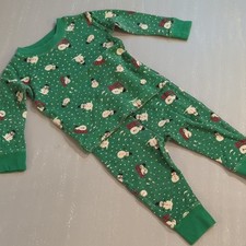 Vintage Old Navy Pajama Set Waffle Knit Gree n Snowmen 6-12M