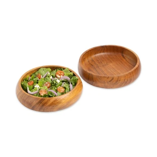 Acacia wood salad bowls set of 2 | Individual wooden bowls 8 x 2 inches (25 o...