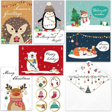 Christmas Cards - 30 Pack Holiday Cards with Envelopes 6 Assorted Designs Bulk,P