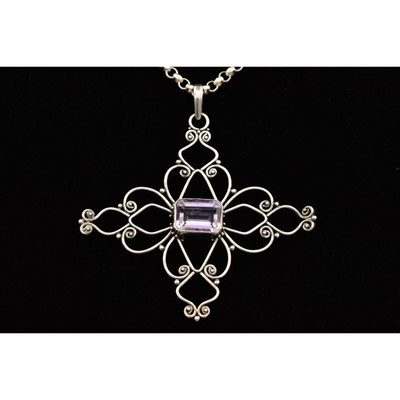 アクセサリー Vintage Italy 925 cross necklace Vintage Sterling Silver Cross Pendant Necklace Crystal Italy 925