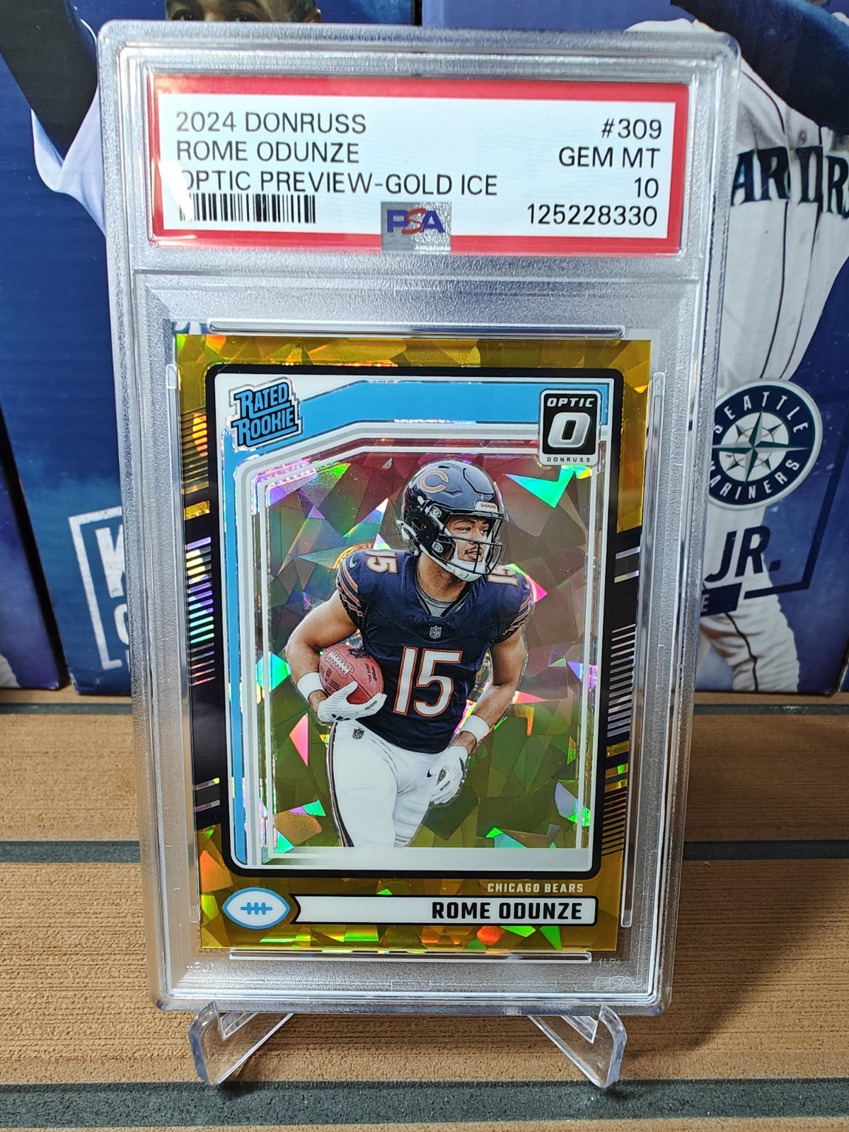 Rome Odunze 2024 Donruss Optic Preview Gold Ice Rated Rookie /10