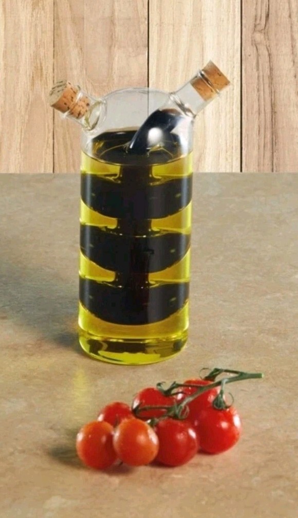 World Of Flavours Oil Vinegar 2 In 1 Cruet Cork Lid Condiment Glass Bottle