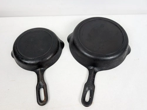 Vintage Griswold Iron Mountain No. 3 & 5 Cast Iron Skillet 1030 1031 - 2 Pan Set